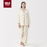 MUJI女式无侧缝法兰绒睡衣女士家居服纯棉冬季套装女装 象牙色5A M