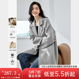 梵希蔓含绵羊毛西装式呢大衣女秋冬高级感双排扣长款过膝毛呢外套 50690 灰色 M