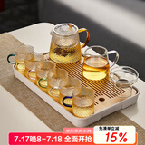 忆壶茶 茶壶玻璃泡茶壶耐高温加厚大容量水壶家用办公花茶壶水分离 500ML壶+六品杯+公杯+茶漏+托盘
