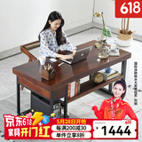 恬梦 电脑桌台式实木书桌书房老板桌工作台带抽屉办公学习写字桌子 带主机架160*70*75桌面厚8公分