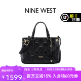NINE WEST玖熙斜挎包2025新款高级羊皮单肩手提包大容量时尚女包 黑色