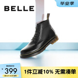 百丽时尚潮搭马丁靴男款冬季商场同款舒适真皮英伦风休闲靴92267DD0 黑色(6孔) 40 (250mm)