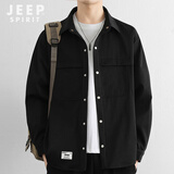 JEEP SPIRIT吉普长袖衬衫男春季休闲外套男宽松百搭长袖衬衣潮男上衣男装
