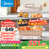 美的（Midea）多功能锅火锅专用锅超薄速沸分控电火锅电蒸锅多用途锅烤肉锅蒸烤涮一体料理锅6.5L DLS332266