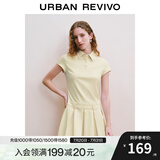 UR【宝藏裙】秋款女装学院风百褶廓形短袖连衣裙UYY740010 米白 S
