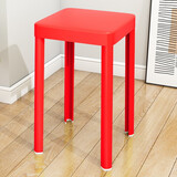 和大人 塑料方凳加厚成人家用高板凳北欧现代简约时尚创意方凳高凳子 出口品质加厚 红色