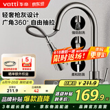 华帝（VATTI）厨房水龙头冷热水槽洗菜盘 万向旋转抽拉式延伸 枪灰304不锈钢