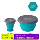 m square折叠碗硅胶杯碗旅行便携食品级宝宝碗露营野餐 蓝色中杯+大碗
