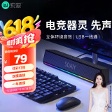 索爱（soaiy）SH02蓝牙电脑长条音箱家用桌面台式低音炮多媒体笔记本扬声器有线迷你便携游戏音响RGB炫酷灯效黑