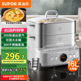 苏泊尔（SUPOR）电蒸锅 多功能家用蒸包子蒸鱼 智能预约电热锅 16升不锈钢双层蒸笼多用途锅ZN30FC881