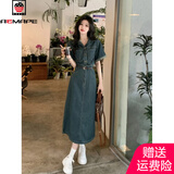 AEMAPE牛仔连衣裙女2025夏季新款小众设计高级感气质港味复古长裙子女装 MX-1-3201_复古蓝 M
