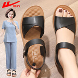 回力妈妈鞋凉鞋夏季软底中老年防滑女鞋2025新款5060岁老人1155黑色38