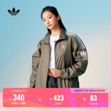 adidas情侣款复古风梭织立领夹克外套男女阿迪达斯官方三叶草 岩层橄榄绿 M