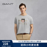 GANT/甘特【100%棉】男女情侣款学院风美式休闲圆领短袖重磅T恤 93烟灰色 XL