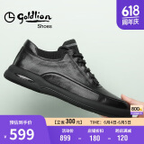 金利来（goldlion）男鞋男士休闲鞋时尚舒适耐磨休闲皮鞋50623011401A-黑色-41码
