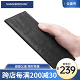 sharkborough真皮男士长款钱包男 夹头层植鞣休闲时尚牛皮钱包薄款防消磁 黑色【植鞣牛皮薄款】