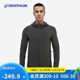 迪卡侬华夫格外套秋保暖防风连帽跑步健身训练夹克4603229