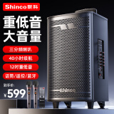 新科 （Shinco）广场舞音响户外大音量拉杆蓝牙音箱三喇叭重低音木质箱体家用K歌移动摆摊 12吋双咪