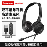 联想（lenovo） 耳机耳麦头戴式线控笔记本电脑耳麦带话筒麦克风后挂式耳机入耳式小米华为vivo苹果 E01【USB接口】 双耳带线控