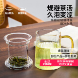 雅集律动杯耐热玻璃茶杯带过滤男女士家用办公绿茶杯琥珀把550ml