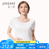 金三塔打底衫100%桑蚕丝圆领短袖打底衫YZF5B705 白色8100  L