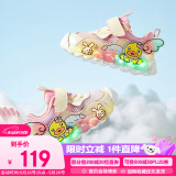 B.Duck小黄鸭童鞋女童运动鞋夏季单网亮灯透气炫彩发光跑鞋5098粉色26