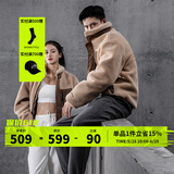 Monster Guardians休闲外套男 秋冬咖色灯芯绒拼接刺绣复古外套情侣同款夹克外套 卡其色外套 M (体重参考120斤-150斤)