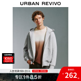 UR2025春季新款男装时尚运动风双拉链连帽夹克外套UMF140079 浅灰花灰 S