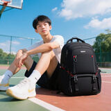Edison高中生书包大容量初中大学生防泼水双肩包旅行背包 K052-7G黑色