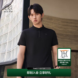 KOLON SPORT/可隆速干POLO 男士吸湿小翻领抗菌户外运动印花短袖 LHPT5MTT31-BK 黑色 M 170/92A
