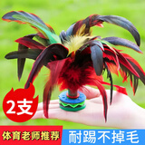 健田（JIANTIAN）毽子大号公鸡毛鹅毛羽毛比赛毽球牛筋底毽子红色两支装开学用品