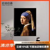 自油自画 diy数字油彩画现代简约客厅卧室风景装饰挂画绘画手工填色床头画 戴珍珠耳环的少女-维米尔名画 40*50cm 绘画套装
