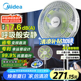 美的（Midea）【幸运草安睡风扇1S】一级能效直流变频声控电风扇家用遥控卧室静音落地扇台式桌面抗菌大风力电扇