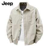 JEEP长袖衬衫男士2026春秋外套新款休闲宽松百搭纯棉工装衬衣