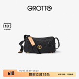 GROTTO个乐黑石包小号迷你号无性别主义植鞣绵羊皮单肩斜挎软包礼物 黑石S水波纹金标