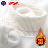 NASA BASE毛衣男秋冬季新款加绒加厚一体绒高领打底衫针织毛衣保暖上衣男 【加绒】369高领毛衣-白色 XL 130-150斤