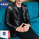 NASA RHUDE 春季皮衣男春季男士新品夹克修身上衣外套男棒球服休闲时尚秋冬 黑色 XL (推荐体重125-145斤)