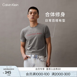 Calvin Klein Jeans夏季男女情侣中性年轻ck多色印花透气修身短袖T恤J320931 P2D-鸽子灰 XL （推荐160-175斤）