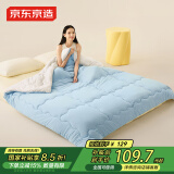 京东京造棉花糖针织被 软糯超柔A类10%大豆纤维四季被子2x2.3m 蓝白色