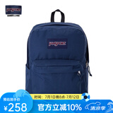 JANSPORT杰斯伯书包轻便双肩包男女旅行包简约背包电脑包学生校园 4QUE003海军蓝/藏青色-侧袋+隔层