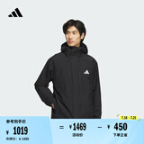 adidas拒水防泼加绒内胆三合一连帽外套男女阿迪达斯官方轻运动 黑色 L