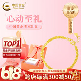 中国黄金（CHINA GOLD）黄金手链女足金首饰凤尾手链素金生日618送女朋友礼物送老婆 时尚凤尾手链【心动限定礼盒】 约1.7g 【京速达】