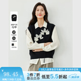 梵希蔓黑色休闲文艺风针织衫女2025年春季新款百搭设计感马甲背心 16255 黑色 XL