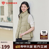 坦博尔羽绒服马甲女立领宽松外搭短款羽绒背心外套TD236006 奶茶棕 180