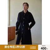 独束大码女装气质时尚毛呢两件套冬季新款胖mm两穿式双面呢大衣女 静谧黑 L