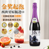 艾加无醇起泡葡萄酒西班牙气泡香槟酒双11热门商品送礼0度果味葡萄汁 红葡萄1*750ml单支装