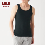 无印良品（MUJI）男式 无缝罗纹编织背心 2件装 内衣家居服 FA01CC3S 黑色 M