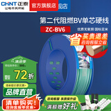 正泰（CHNT）阻燃电线BV2.5/4/6平方单股铜芯电线 电缆线国标电源线家用铜芯线 绿色零线BV6  100米