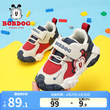 巴布豆（BOBDOG）童鞋宝宝鞋子冬季加绒新款加厚二棉鞋小童软底学步鞋女 藏青蓝/浅米 25 适合脚长14.8cm