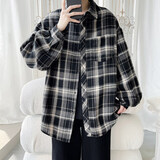 主意范（ZHUYIFAN）胖子超大码休闲衬衫男士短袖夏季宽松大码冰丝学生外套衬衣套装 C2194黑白格 XL (175) 125-145斤